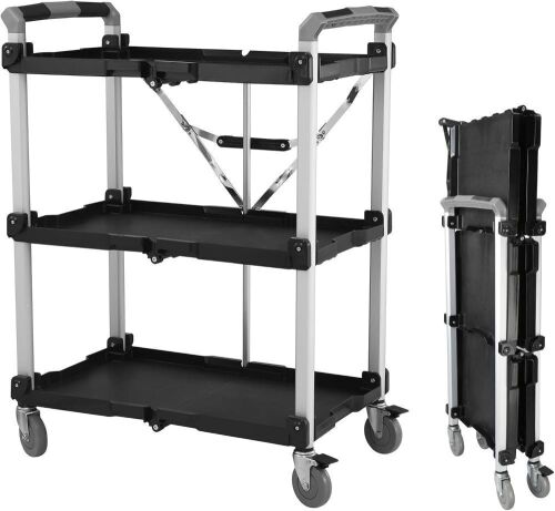 Olympia Tools Pack N Roll Collapsible Service Cart, XL, 300LB Capacity, Black - Lot 74JF