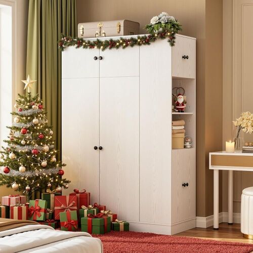 ANCTOR Armoire Wardrobe Closet with Doors and Side Storage - Lot 58JF