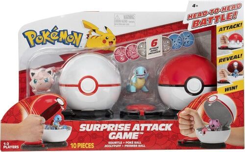 Pokemon Surprise Attack Game with Squirtly and Jigglypuff, 6 Attack Discs - Lot 213JF