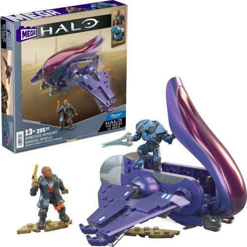 Lot of (2) MEGA Halo The Series Renegade Banshee Aircraft Building Set, 205 Pieces, 2 Micro Action Figures - Lot 216JF