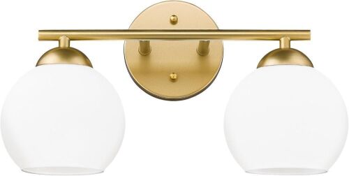 2-Light Modern Globe Vanity Light with Milk Glass Shades - Lot 567