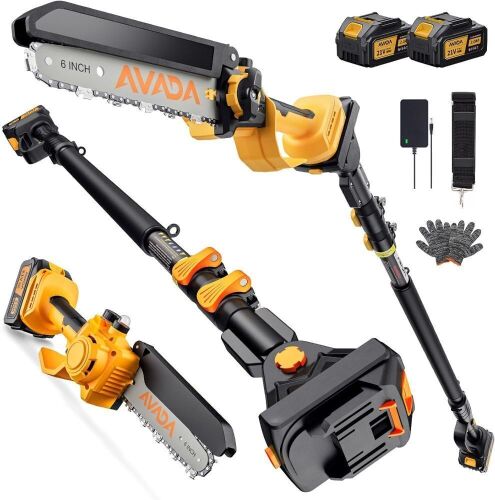 2-in-1 Electric Pole Saw - 6 Inch Brushless Mini Chainsaw with Extension Pole - Lot 568