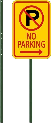 4 ft Tall Steel Sign Post with Green Enamel Coating, 2 pc - Lot 770