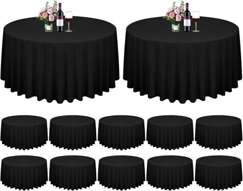 12 Pack Round Tablecloth Black Tablecloths 120 Inch - Lot 269