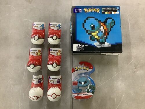 Lot of Pokemon Toys - (1) MEGA Squirtle Building Kit, (1) Metang Battle Figure & (6) MEGA Building Kits - Lot 114JF