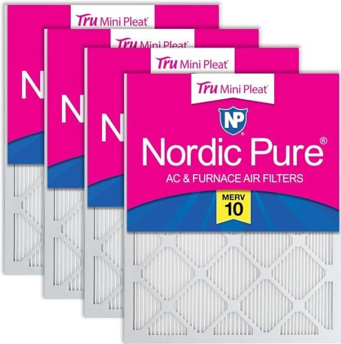 Nordic Pure 16x25x1 Tru Mini Pleat MERV 10 AC Furnace Air Filters, 4 Pack - Lot 576