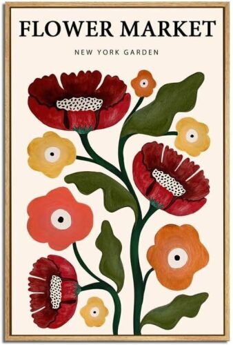 Boho Flower Market Framed Canvas Wall Art, 16" x 24" - Lot 673