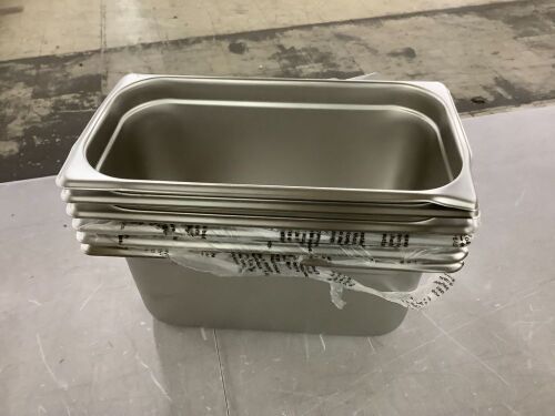 1/3 Stainless Steel Steam Table Pans, 6 Pack - Some Dented - Lot 674