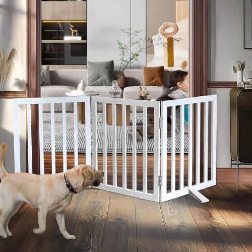 ZJSF Freestanding Indoor Dog Gate, 24" H, 3 Panels - Lot 476