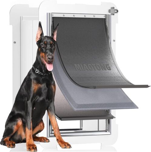 MIAOTONG 3-Flap Aluminum Dog Door for Wall, Pets Up to 220 Lb - Lot 178