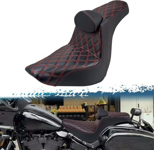 Motorcycle 2-Up Seat with Driver Backrest Cushion for Harley Softail Sport Glide FLSB Low Rider FXLR FXLRS FXLRST 2018-later - Lot 376