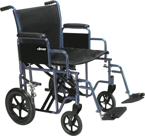 Drive Medical Bariatric Heavy Duty Transport Wheelchair, Blue - Lot 43JF