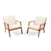Walker Edison Outdoor Acacia Wood Chairs, Set of 2 - Thumbnail 1