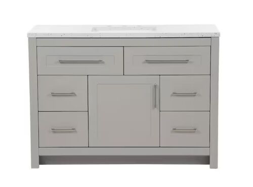 Home Decorators Collection Clady 49 in. Single Sink Gray Bath Vanity with Silver Ash Cultured Marble Top - Lot 9JF