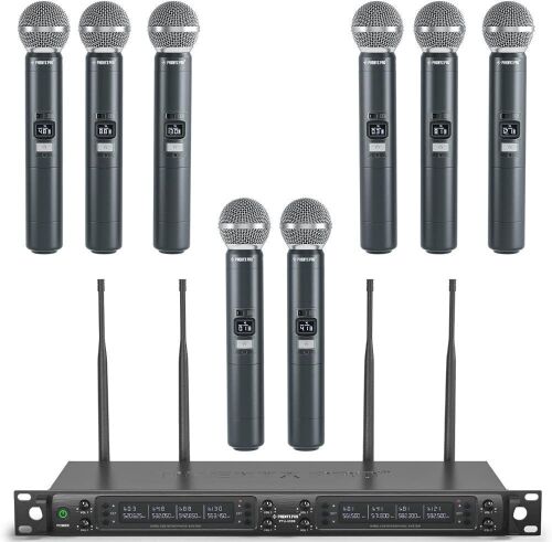 Phenyx Pro Wireless Microphone System, 8-Channel Wireless Mic, w/ 8 Handheld Dynamic Microphones - Lot 17