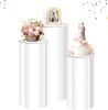 White Cylinder Pedestal Stand, Set of 3 - Thumbnail 1