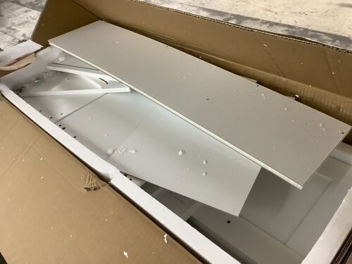 Homhedy 67" H Tall Bathroom Storage Cabinet with 2 Barn Doors and 1 Drawer, 15.7" W - Lot 195