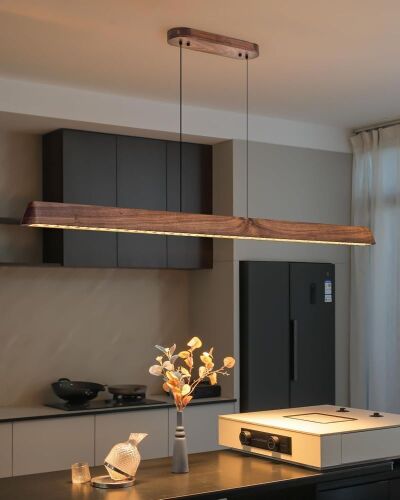 47" Wood Linear Pendant Light - Lot 189