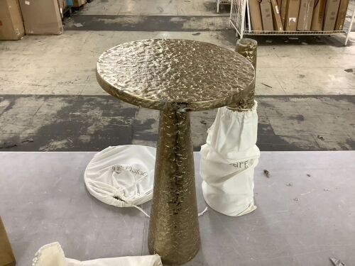 Small Round Gold End Tables, Set of 2 - Lot 191