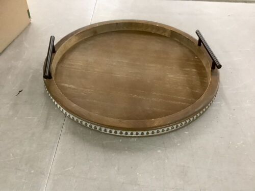 Beaded Round Decorative Tray with Handles - Lot 724