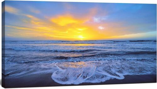 Sunrise Ocean Beach Waves Scenery Canvas, 40" x 20" - Lot 625