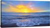 Sunrise Ocean Beach Waves Scenery Canvas, 40" x 20" - Thumbnail 1