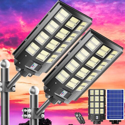 Solar Street Lights, 8000W 7000K 480000LM, 2 Pack - Lot 93