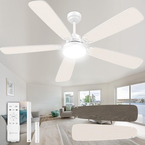 Ceiling Fans with Lights and Remote, 52 Inch Modern Ceiling Fan with Light, Downrod & Flush Mount, Quiet DC Motor, Dual Finish 5 Blades Ceiling Fan for Bedroom Living Room Farmhouse Indoor - Lot 17