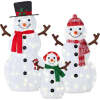 2D Lighted Snowman Family Set Outdoor Yard Decor w/ Twinkling LED Lights - Thumbnail 1