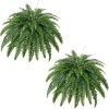 Artificial Boston Fern Bush- Set of 2 Large Artificial Ferns for Outdoors, 45Inch Large Faux Ferns, Suitable for Office & Living Room Decor, 55Branches for Each Bouquet - Thumbnail 1
