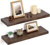 Floating Shelves for Wall Decor, Rustic Solid Elm Wood Live Edge Floating Shelves Wall Mounted - Thumbnail 1