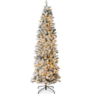 Pre-Lit Snow Flocked Artificial Pencil Christmas Tree - Lot 2117