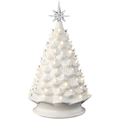 Large Pre-Lit Ceramic Christmas Tree Decoration w/ LED Light, Timer - 18in - Lot 2163