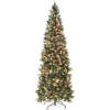 Pre-Lit Partially Flocked Pencil Christmas Tree w/ Pine Cones, Metal Stand - Thumbnail 1