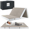 Folding Portable Taupe Mattress Topper w/ Plush Foam - 4in queen - Thumbnail 1