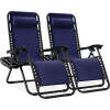 Set of 2 Adjustable Zero Gravity Patio Chair Recliners w/ Cup Holders - Thumbnail 1