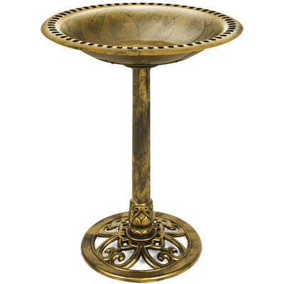 Vintage Outdoor Garden Bird Bath w/ Fleur-de-Lis Accents gold - Lot 2138