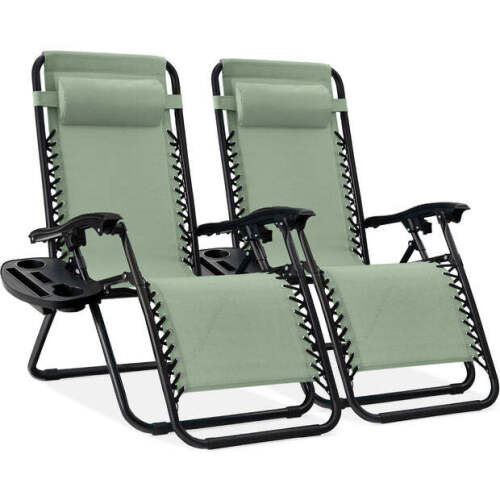 Set of 2 Adjustable Zero Gravity Patio Chair Recliners w/ Cup Holders - Lot 2250