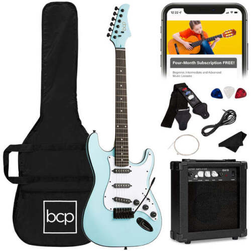 Beginner Electric Guitar Kit w/ Case, 10W Amp, Tremolo Bar - 39in - Lot 2270