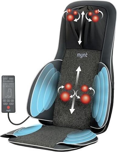 Mynt FSA Eligible HSA Approved Shiatsu Neck and Back Massager for Chair with 10 Deep Kneading Nodes, 2D & 3D Back Massage with Heat, Portable Spot Massage Chair Pad - Lot 2274