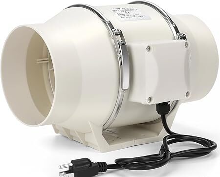 Nalle 6 Inchs Inline Duct Fan Inline Duct Fan Radon Fan 75W 390 CFM Ventilation Exhaust Blower Fans Efficient Quiet Copper Motor for Ducting Vents Bathroom Kitchen Grow Tents Hydroponic - Lot 2325
