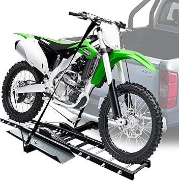 Heavy Duty Steel Motorcycle Trailer Hitch Carrier, 450LBS Dirtbike Motorcycle Carrier Hitch Mount with Loading Ramp Anti-Tilt Locking Device, Motorcycle Rack for Dirt Bike Hitch Hauler - Lot 2360