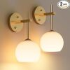 MOITA Wall Sconces Set of Two, Wireless Battery Operated Wall Decor with Remote, Sconces Wall Lighting with Glass Shade, Upward and Downward Installation, 12 RGB Colors and 3 CCT Options - Thumbnail 1