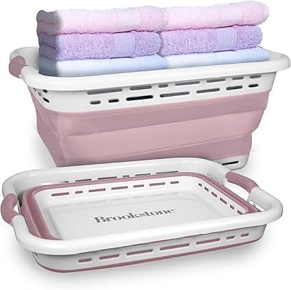 BROOKSTONE, 1 UNIT, 11 GALLONS - [OUR LARGEST BASKET EVER] 24" Collapsible Laundry Basket, Comfort Non-Slip Grip Handles, Minimalist Space Saving Design, Portable Pop-Up Hamper - Lot 2311