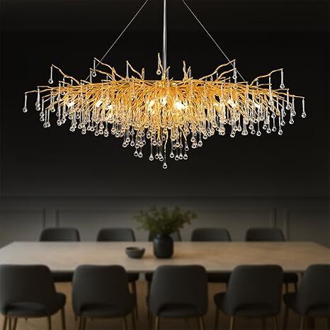 Modern Gold Crystal Chandeliers - Lot 2326