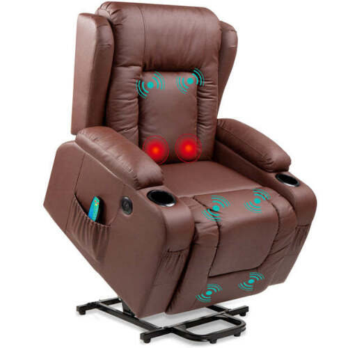 Electric Power Lift Recliner Massage Chair w/ Heat, USB Port, Cupholders - Lot 2367