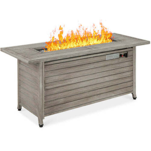 50,000 BTU Rectangular Propane Gas Fire Pit Table w/ Storage, Cover - 57in - Lot 2451