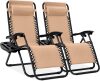 Set of 2 Adjustable Zero Gravity Patio Chair Recliners w/ Cup Holders - Thumbnail 1