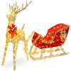 Lighted Christmas Reindeer & Sleigh Outdoor Decor Set w/ LED Lights - Thumbnail 1