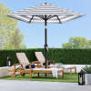 Outdoor Steel Striped Market Patio Umbrella w/ Tilt, Crank Lift - 10ft - Thumbnail 1